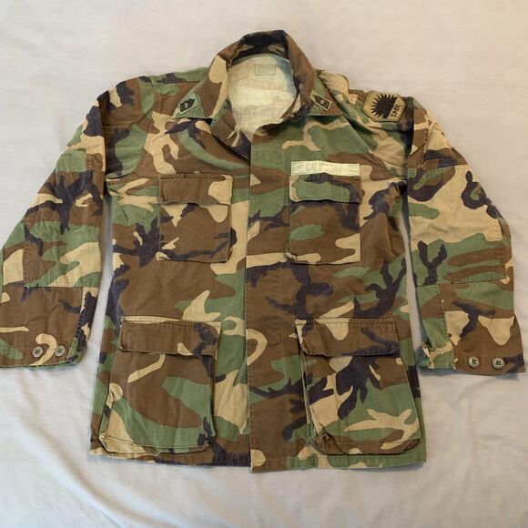 Other - Vintage US Army BDU Jacket Mens Medium Long‎ Woodland Camo Combat Coat 90s